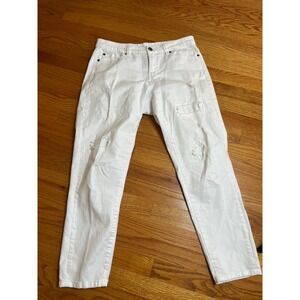 Tribal‎ Modele White Distressed Boyfriend Jeans Ripped Denim Casual 8